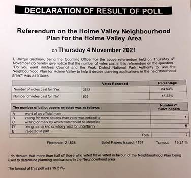 Holme Valley Neighbourhood Plan has been passed